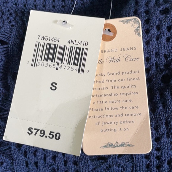 Lucky Brand navy blue open knit crew sweater NWT - Picture 8 of 12